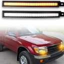LED Front Bumper Fog Light DRL Amber Sequential Turn Signal Lamp Feature Kit for Toyota Tacoma 1998 1999 2000,Replacement Front Side Upper Bumper Filler Bracket,2pcs