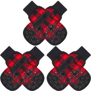 EXPAWLORER Anti-Slip Dog Socks-Double Sides Grips Traction Control on Hardwood Floor,Dog Shoes for Hot/Cold Pavement,Best Paw Protector,Prevents Licking,for Puppy Small Medium Large Senior Dogs (Black&Red)