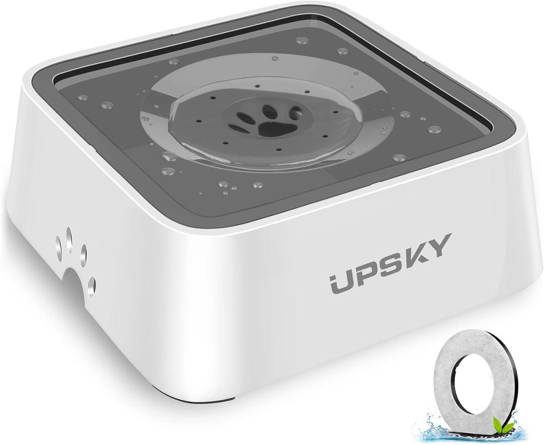 UPSKY Dog Water Bowl Upgrade 70oz Large Capacity No Spill Slow Feeder Vehicle Carried 2L Pet Water Dispenser Travel Water Bowl for Dogs, Cats (1.Grey)