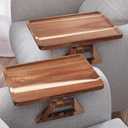 Danfoxer 2 Pack Acacia Wood Couch Arm Tray,Couch Tray,Folding Sofa Armrest Trays,Couch Arm Table Clip-On Couch Desk for Drinks,Snacks,Phone,Remote Control