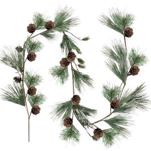 3 Pcs 6 ft Christmas Pine Garland with Pine Cones Green Christmas Decor Artificial Garland Modern Holiday Winter Mantle Greenery Tree Decor for Table Fireplace