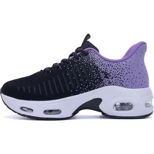 Women Sneakers Slip On Walking Tennis 7.5, Black Purple