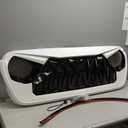 Front Shark Grille Compatible with 2018-2025 Jeep Wrangler JL JLU Gladiator JT w/o TrailCam, White Black