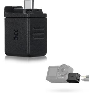 JJC 3.5mm Audio Mic Adapter for DJI Osmo Action 5 Pro & Action 4, External Microphone Converter with Type-C Charging and 3.5mm Interface for Audio Recording