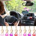 Rtteri 100 Pcs Hanging Car Air Freshener Diffuser Bottles Empty Glass Perfume Diffuser Vials Refillable Oil Aromatherapy Pendant with Wooden Caps and Hanging String for Car Home Office Decor(Heart)