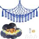 Stuffed Animal Hammock with LED Light, Toy Hammock for Stuffed Animals Storage for Kids Room Decor, Stuffed Animal Hammock Corner, Royal Blue (Large-(Package of 1))