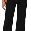 Womens Jeans Mid Waisted Straight Leg Loose Stretchy Lightweight Tummy Control Trendy Jeans for Women 2025 (Black, M)