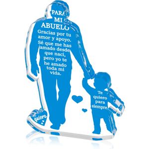 Yopyame Gift for Grandpa from Grandson - Spanish Grandfather Holding Hand with Grandson Acrylic Plaque Sign Best Grandpa Ever Gifts Regalos para Abuelo Fathers Day Christmas Keepsake Paperweight