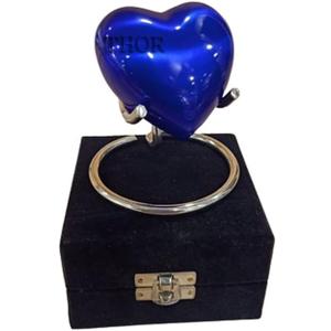Beautiful Blue Heart Cremation Shape Urn for Ashes/Heart Keepsake Urn with Stand & Box/Small for Human Ashes/Honor Your Loved One Perfect Mini Urn for Adults