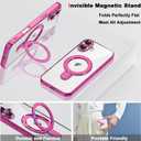 Compatible with iPhone 16 Case with Magnetic Ring Stand [Compatible with Mag-Safe] [Full Camera Lens Protector] Soft Plating Clear Phone Case for iPhone 16 6.1", Rose