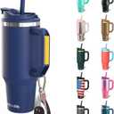 Frost Buddy Thicc Buddy - 40 oz Stainless Steel Vacuum Insulated Tumbler with Lid and Straw for Water - Travel Mug Cupholder Friendly - Gifts for Women Men Him Her (Navy)