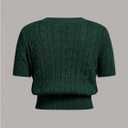 Women's St Patricks Day Graphic Cable Knit Short Sleeve Sweaters Crewneck Casual Pullover Tops (Black, L)