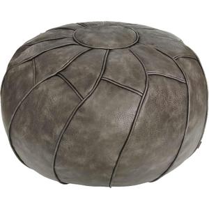 Thgonwid Round Unstuffed Pouf Cover, Leather Foot Stool Ottoman with Storage, Bean Bag Floor Chair, Multi Functional Footrest for Living Room, Bedroom or Balcony (Deep Gray)