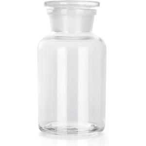 Lab Glass Reagent Bottle,Wide Mouth Glass Storage Bottle with Ground Stopper (Clear, 500, ml/min) (16.9 Ounces)