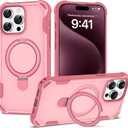 Compatible with iPhone 15 Pro Max Case 6.7'' with Magnetic Ring Stand [Military Drop Protection][Compatible with MagSafe] Shockproof 15 Pro Max Phone Case for Men Wowen,Pink