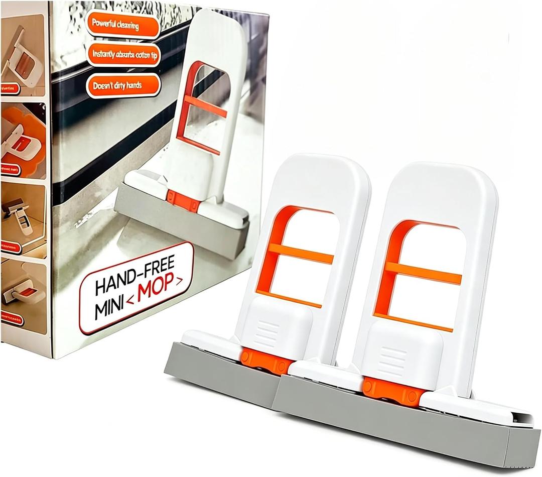 2Packs Foldable Mini Kitchen Brush Mop & Counter Cleaner, All-in-1 Lazy Cleaning Tools for Small Space Cleaning Only with Self-Squeeze Sponge,No-Touch Dirty Water,Gift Ready with Guide-1 Pack