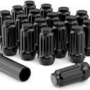 EZISOE 20PCS 12x1.25 Thread Size Black Wheel Lug Nuts, Closed End Bulge Acorn Wheel Lug Nuts for G35 G37 350Z 370Z Outback Forester with Socket Key 20 Count