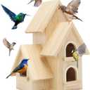 Lyfreen DIY Bird Houses for Outside Pine Wooden Bird House with Hanging Tools for Bluebird Hummingbird Wren Finch Birdhouse Bird Hut Box for Garden