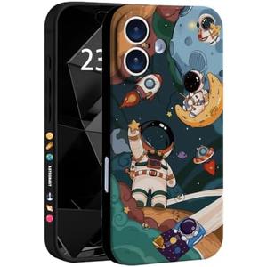 WOFOLE Compatible with iPhone 16 Case for Boys Girls Cute Cartoon Astronaut Rocket Design Aesthetic Shockproof Designer Cool Phone Case for iPhone 16