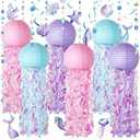 Otuuz 8 Pcs Mermaid Party Decorations Jellyfish Paper Lanterns Hanging Mermaid Garland Under The Sea Ocean Theme Party Supplies for Baby Shower Birthday Classroom Decoration