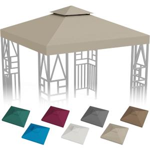 ERFEI Gazebo Canopy Replacement 10x10ft Outdoor Shelter for Smaller Top Double Tiered Canopy Cover (Khaki)