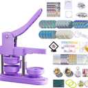 Freeingbag 58mm (2.25 in) Installation-Free DIY Button Maker Machine, Button Badge Press with 100pcs Supplies + Circle Cutter + Protection Set & Button Maker Color Film (Purple, 2.25 inch / 58mm)