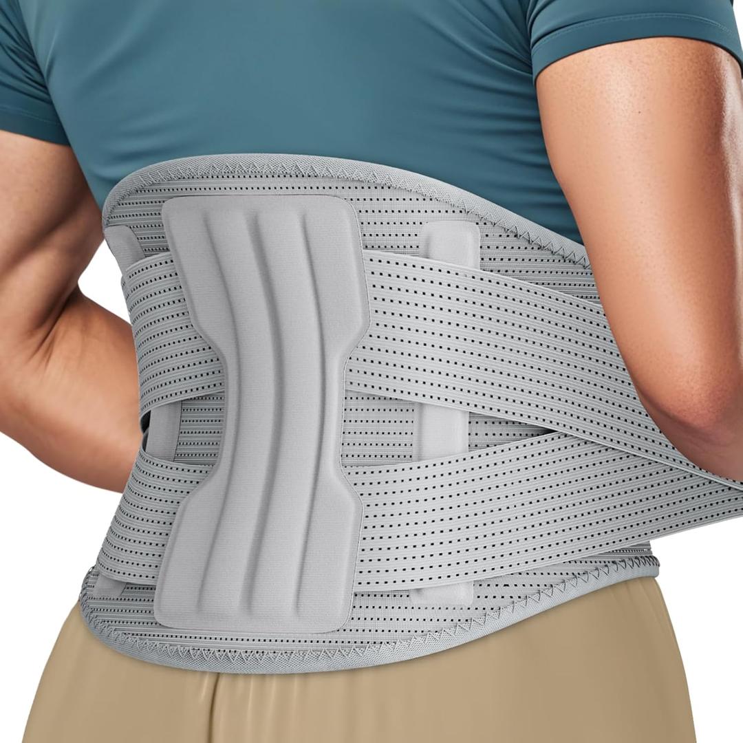 NEENCA Professional Back Brace for Herniated Disc, Lower Back Pain Relief, Lumbar Strain | Adjustable Lumbar Support Belt for Men and Women | Ideal for Work, Lifting, Posture Correction, Sciatica, Scoliosis (Gray, XXX-Large)