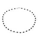 Black Beads Wrapped Silvery Wire Chain Necklace Choker for Women, 15 Inches (White Gold)