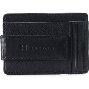 Alpine Swiss Harper Mens RFID Slim Money Clip Front Pocket Wallet Minimalist Leather ID Card Holder (Black)