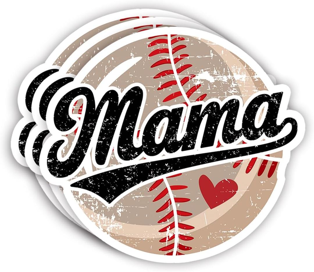 (3Pcs) Baseball Mama Sticker Funny Baseball Sports Lover Teens Motivational Quotes Mommy Love Mother's Day Vinyl Decal for Tumbler Laptop Kindle Water Bottles Books Phone -Size 3x2.7 Inch