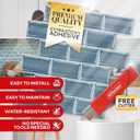 XFasten Backsplash Tile for Kitchen Peel and Stick Tile 10pcs 12 x 12 with Mini Cutter Blue Subway Tile for Backsplash, Waterproof Bathroom Kitchen Wall Tiles