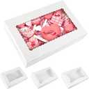 Moretoes 48pcs Bakery Boxes,12x8x2.5 Inches Cookie Boxes with 3 Style Window for Chocolate Covered Strawberries, Mother's Day, Desserts, Cookies, with 4pcs Stickers