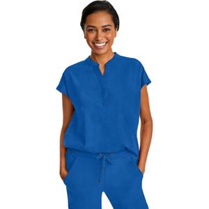 Healing Hands Women's Scrub Top Relaxed Fit Journey Top - 2 Pockets with Knit Details, Dolman Sleeve and Rounded Hem - 2152 (Large, Royal)