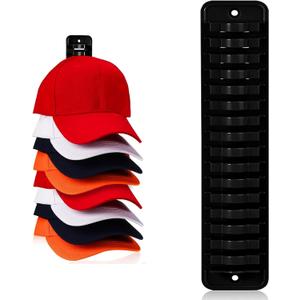 Hat Organizer for Baseball Caps, 1 Pack Hat Rack Adhesive Hat Hooks for Wall Hold Up to 16 hats, Hat Storage Display Hat Hanger Holder for Door Closet, Patent Pending (Black)