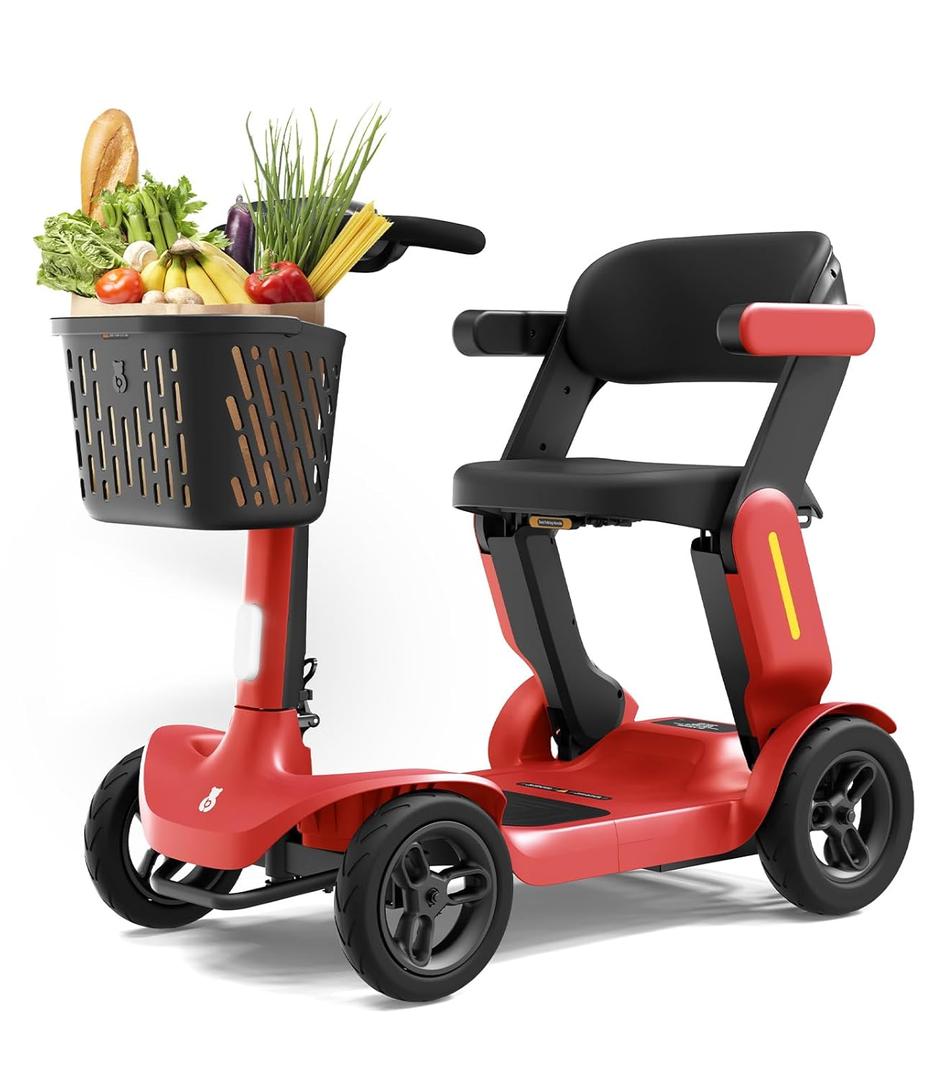 S3 Foldable Mobility Scooter for Seniors, Adults - 25 Miles Range, 6mph, 265lbs Loading, Lightweight Powered Mobility Scooter with PAI Safety System & 4 Wheels for Outdoor Travel