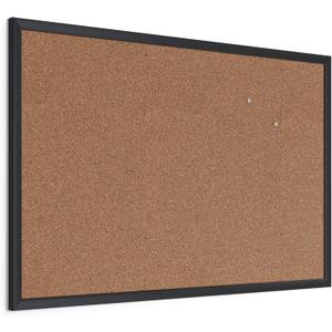U Brands Cork Bulletin Board, 24'' x 36'', Black Wood Frame, 23" x 35"