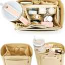 Tote Bag Organizer Insert with Stanley Cup Holder and Zipper Bag, Compatible with Never full, Saint Louis and More, 9 Pockets (Beige, Medium)