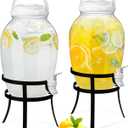 Havawish 2 Pack Drink Beverage Dispenser with Stand for Parties 1.16 Gallon Plastic Water Lemonade Juice Dispenser with Spigot and Lid for Countertop Weddings(White)