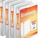 Cardinal Economy 3 Ring Binder, 1 Inch, Presentation View, White, Holds 225 Sheets, Nonstick, PVC Free, 4 Pack of Binders (79510)