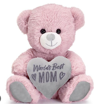 Plush Teddy Bear, World's Best Mom Bear, Pink