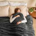 NEWCOSPLAY Super Soft Queen Blanket Grey Premium Silky Flannel Fleece 3D Waffle Checkered Lightweight Bed Blanket All Season Use (Dark Grey, Queen(90"x90"))