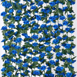 KHOYIME 9 Pack 72 FT Artificial Flower Garland, Fake Blue Roses Vines Silk Flowers Faux Plastic Outdoor Hanging Floral Ivy Garland Decoration for Wedding Arch Bedroom Home Wall Backdrop Room Decor