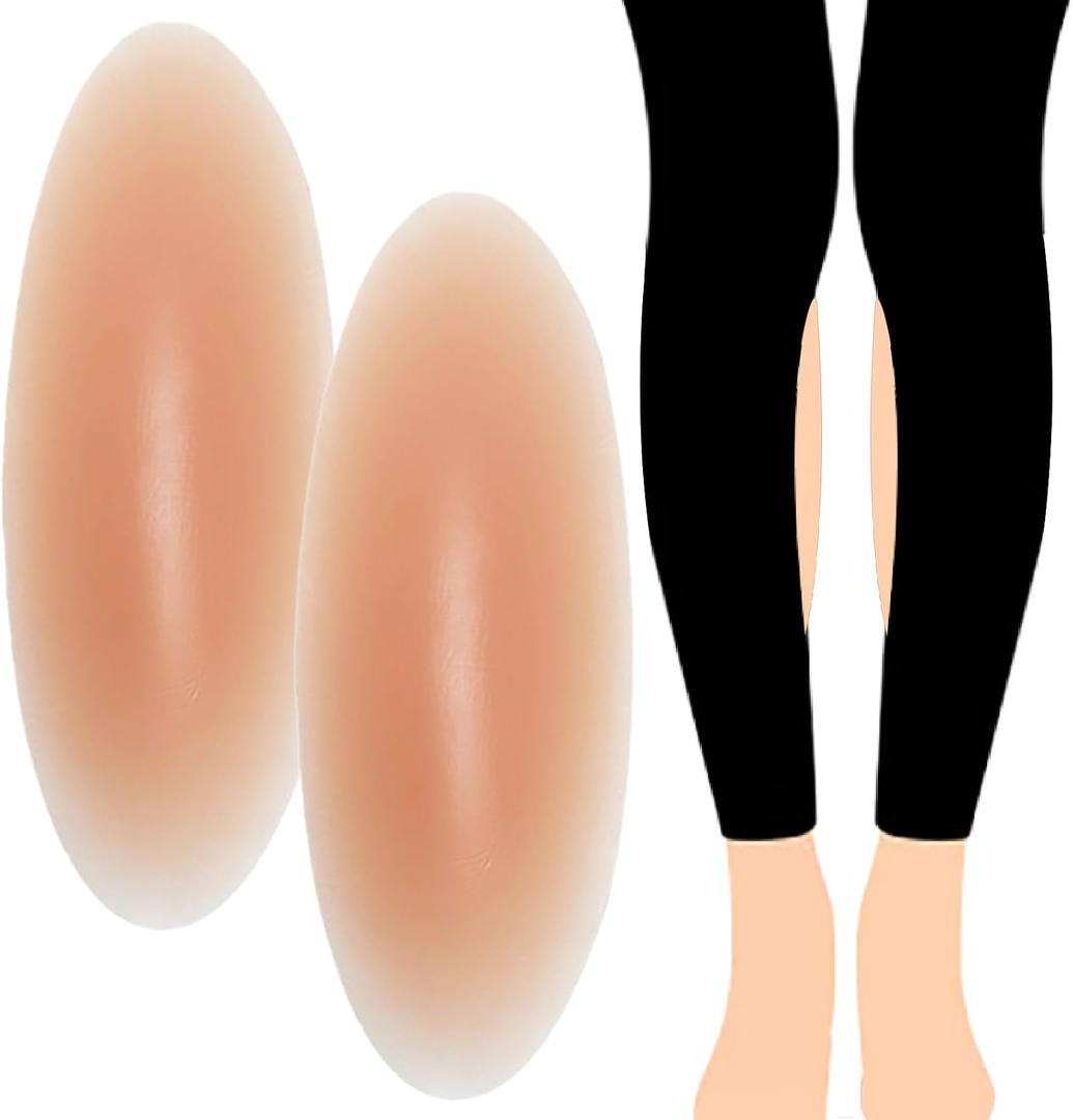 Majurphy Silicone Adhesive Calf Pads, Calf Corrector,Soft Invisible Shaping Calf Straight Leg Patches for Crooked or Thin Skinny Legs 1 Pair, Orange, Medium (Beige)