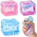 Chridark Ice Cube Fidget Toy for All Ages: 3 Pcs Sensory Squishy Fidget Toys, Square Stress Balls, Classroom Prizes, Anxiety Relief Stress Cube Gift for Kids Teens Adults