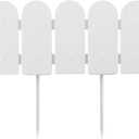 Evelyne Garden Border Edging: Wooden Fence Design - 8pcs White Yard Landscaping Fence Liner Lawn Edge Barrier - 10ft Kit of Decorative Lawn Landscape Panels Elements -Landscaping Edging-GMT-10374-D08