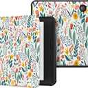 MoKo Case for Kobo Libra Colour 7" 2024 Release, Ultra Slim Lightweight with Auto Wake/Sleep Cover Folio Case for Kobo Libra Colour 7" 2024, Agave Green (Flowers)