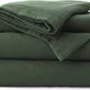 Bedsure 100% Washed Cotton Duvet Cover King Size - Olive Green Minimalist Bedding Set Linen Like - PureWoven Plain Simple & Soft Comforter Cover for All Seasons (Olive Green, King, 104"x90")