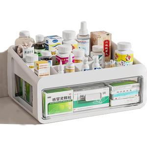 Tiny Drawer  Type Plastic Storage Box Organizer,Small Items  Multifunctional Storage Container,Family Small Medicine Box Organizer,Cosmetics,Office Items,Stationery,Easy Access (Skinnier Size)