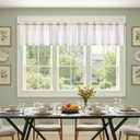 jinchan Striped Linen Valance Curtain 16 Inch Vertical Striped Valance for Kitchen Bathroom Light Filtering Rod Pocket Cottagecore Farmhouse Semi Sheer Short Window Curtain 1 Panel Grey, 50"W x 16"L