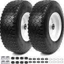 AR-PRO (2 Pack) 4.10/3.50-6 Flat Free Tire and Wheel, Solid Tire with Steel Rim, 3" -6.25 Centered Hub, 3/4" Bearing with 5/8" Adapter, for Wheelbarrow, Hand Truck & Utility Equipment
